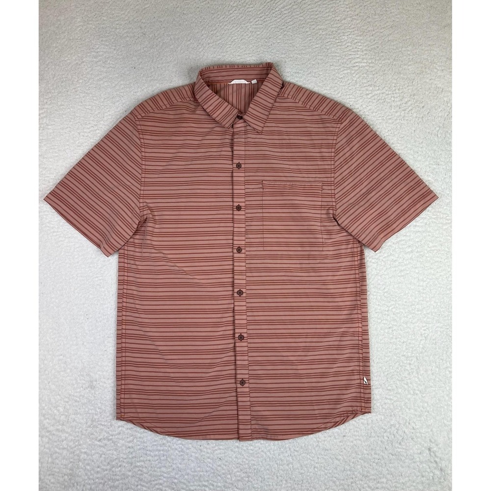 Cotopaxi Shirt Mens Medium Pink Stripe Stretch Short Sleeve Button Up Casual